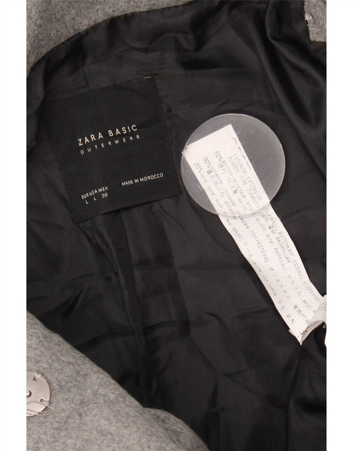 Zara Γυναικείο Μπουφάν με κουκούλα αντιανεμικό UK 14 Large Grey Acrylic