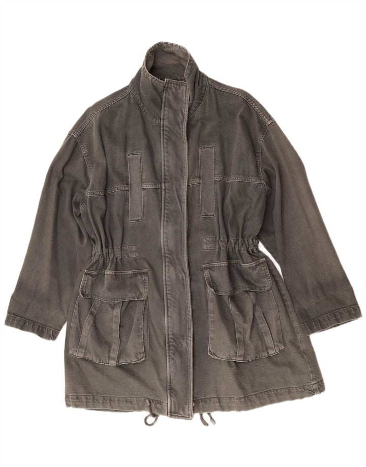 Zara Γυναικείο τζιν παλτό UK 10 Small Grey Cotton