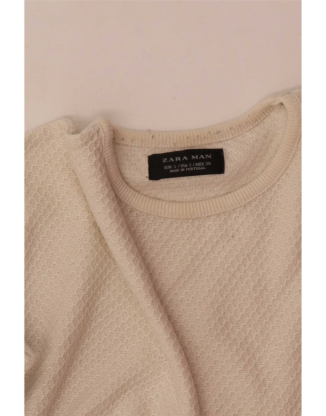 Ανδρικό πουλόβερ Zara Crew Neck Jumper Μικρό Μπεζ