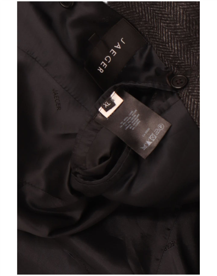 JAEGER Ανδρικό παλτό μπιζελιού UK 42 XL Γκρι μαλλί ψαροκόκαλο