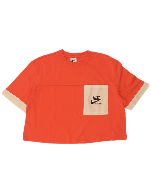 Γυναικείο γραφικό μπλουζάκι Nike Crop Top 14 μεσαίου πορτοκαλί χρώματος βαμβακερό
