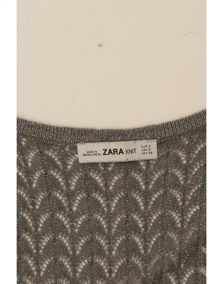 Zara Γυναικείο γιλέκο με βελονάκι Τοπ UK 8 Small Grey