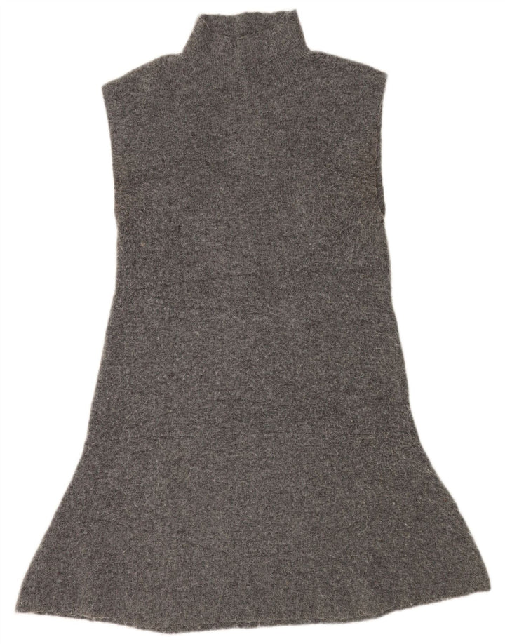 Zara Γυναικείο Αμάνικο Jumper Φόρεμα UK 14 Large Grey Polyester