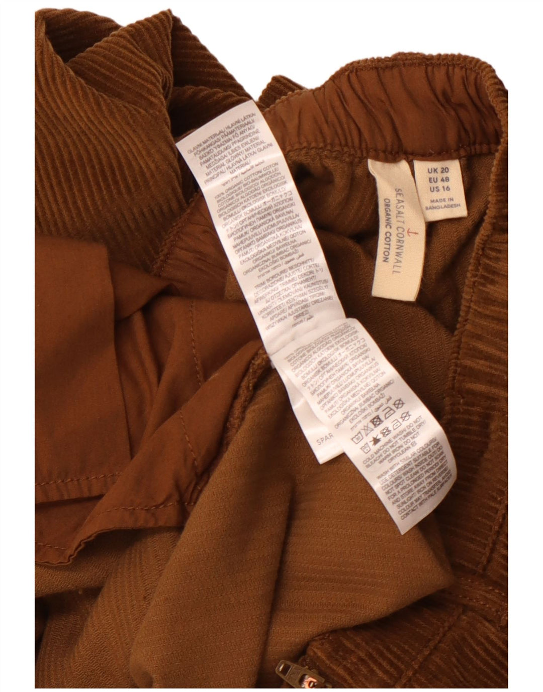 SEASALT CORNWALL Γυναικείο ίσιο κοτλέ παντελόνι UK 20 2XL W40 L28 καφέ