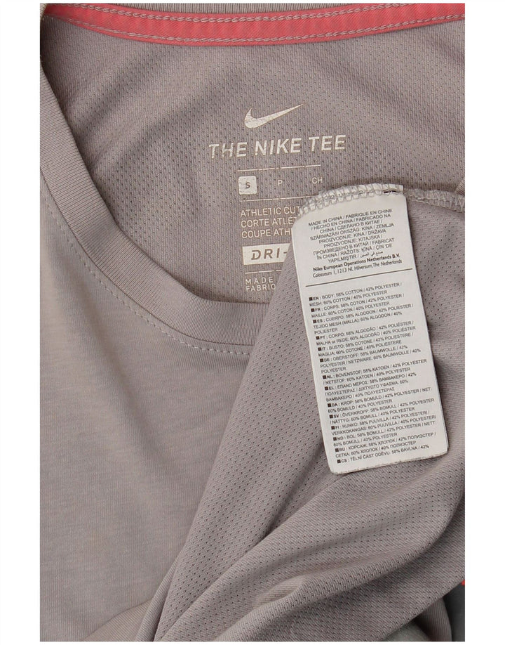 Ανδρικό γραφικό μπλουζάκι Nike Dri Fit, μακρυμάνικο, μικρό γκρι βαμβακερό