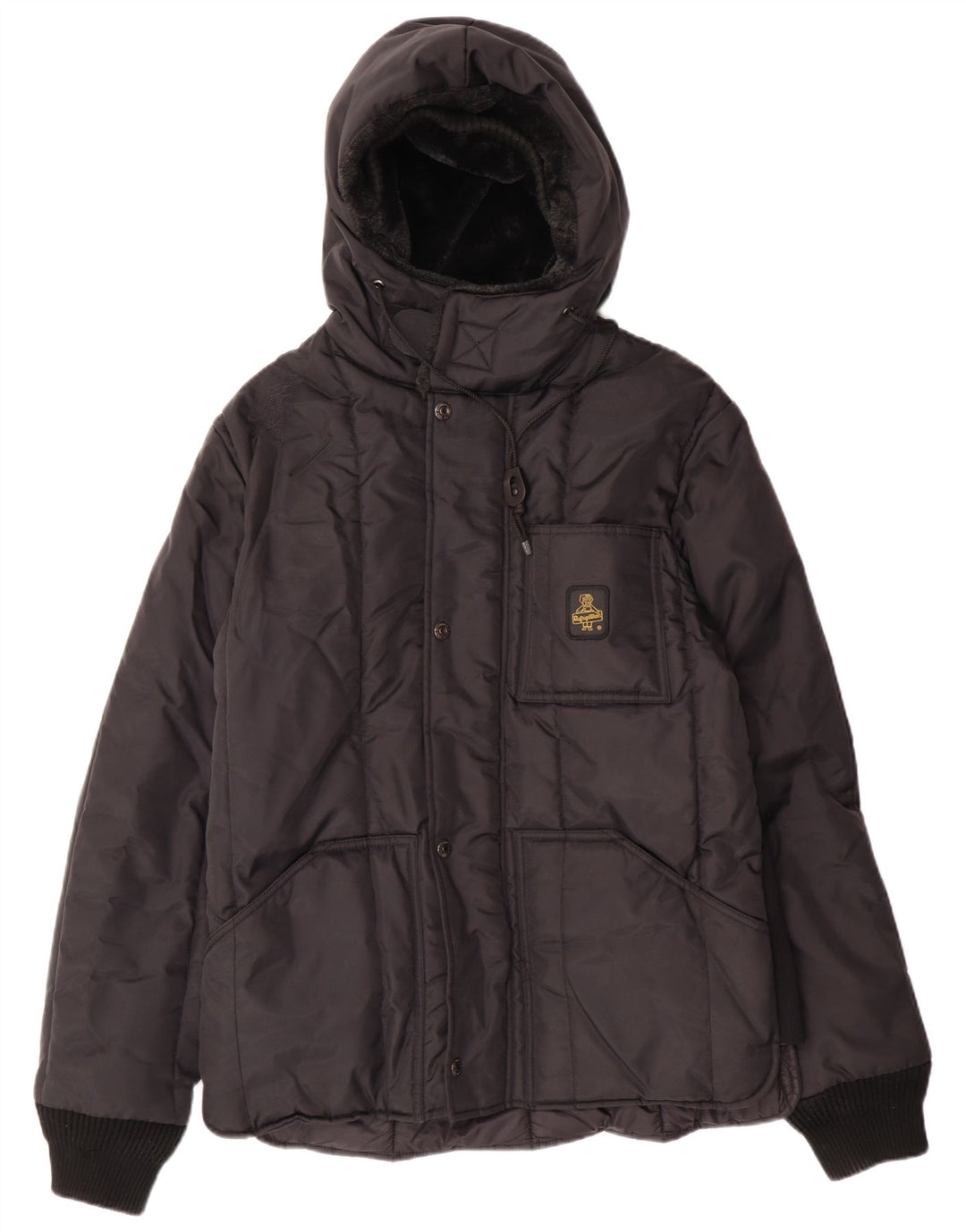 Refrigiwear Ανδρικό μπουφάν με κουκούλα UK 52 μεγάλο μαύρο πολυαμίδιο χειμώνα