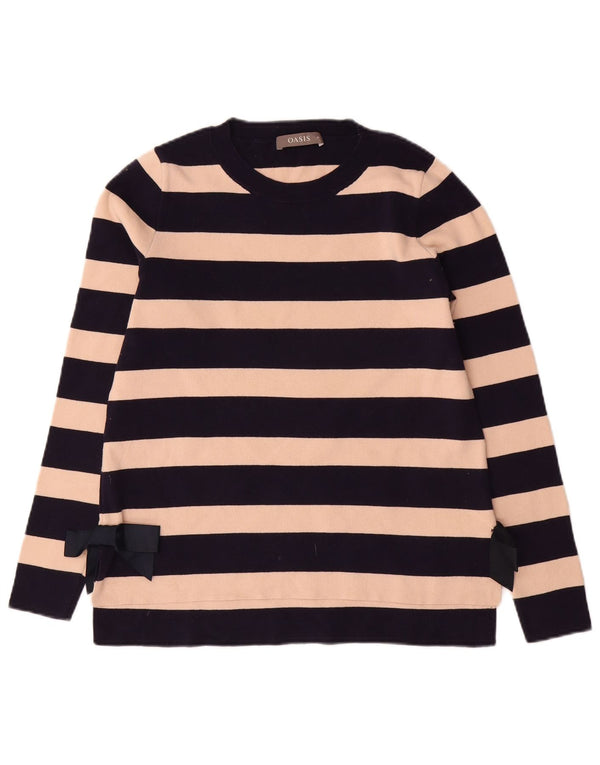 Γυναικείο πουλόβερ Oasis Crew Neck Jumper UK 12 Βαμβακερό μεσαίο μπλε ναυτικό ριγέ