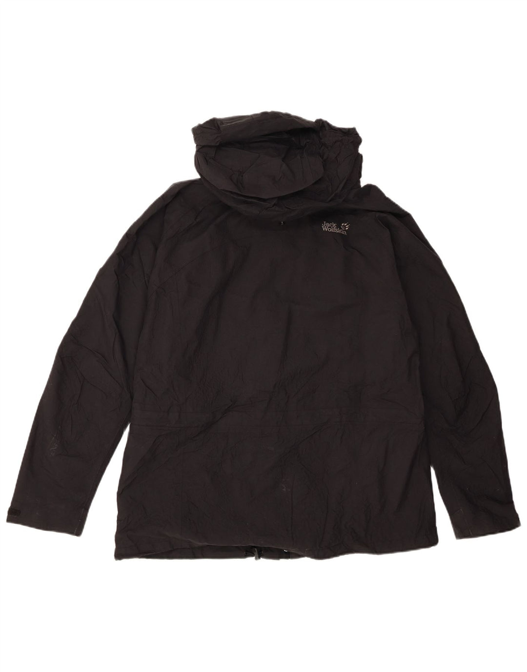 Jack Wolfskin Γυναικείο μπουφάν βροχής με κουκούλα UK 16 Large Black Polyamide