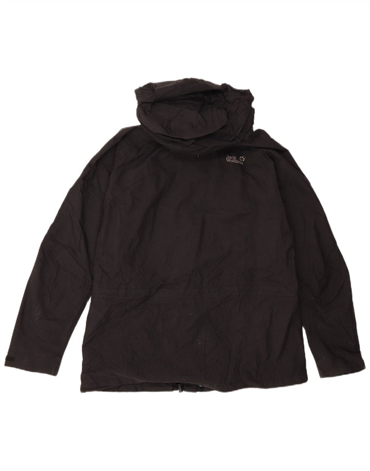 Jack Wolfskin Γυναικείο μπουφάν βροχής με κουκούλα UK 16 Large Black Polyamide