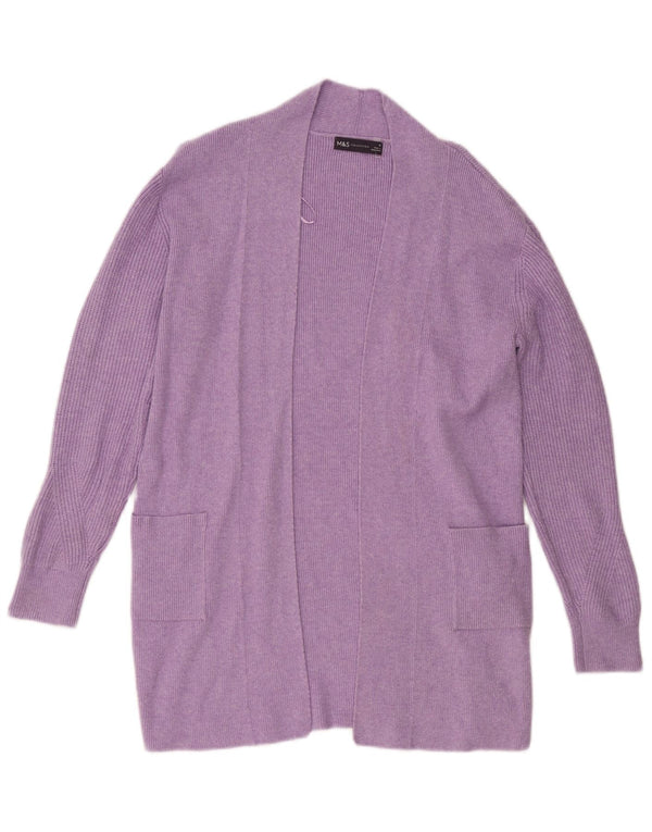 Marks & Spencer Γυναικείο Longline ανοιχτό πουλόβερ ζακέτα UK 10 Small Purple