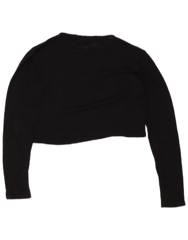 Zara Γυναικείο Trafaluc Crop Oversized Top Μακρύ μανίκι UK 10 Small Black