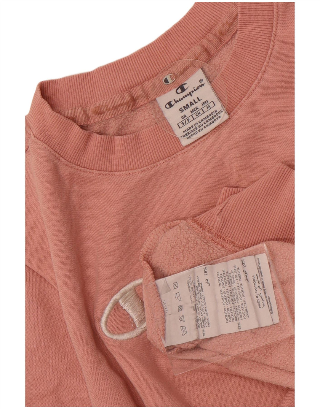 Champion Womens Crop Graphic Oversized φούτερ Jumper UK 10 Small Pink