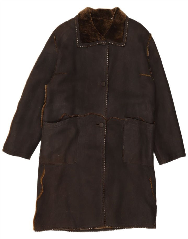 VINTAGE Γυναικείο Suede Πανωφόρι UK 16 Large Brown