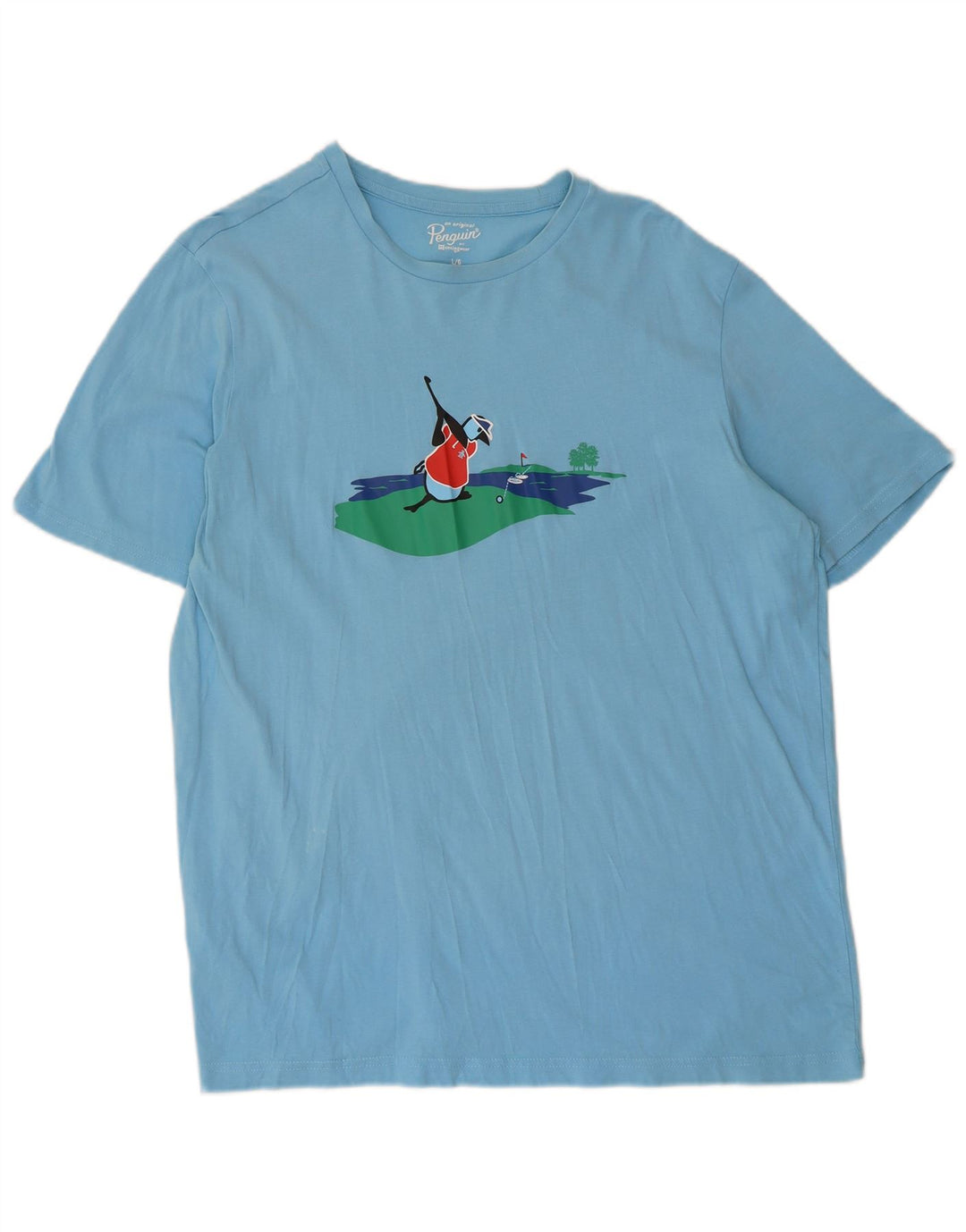 Ανδρικό γραφικό T-Shirt Penguin Top μεγάλο μπλε βαμβακερό