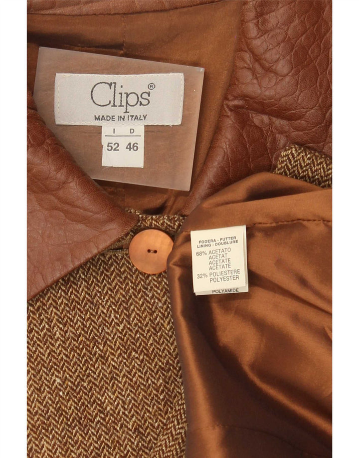 Clips Γυναικείο τζάκετ blazer 4 κουμπιών IT 52 2XL Καφέ Ψαροκόκκαλο Acetate