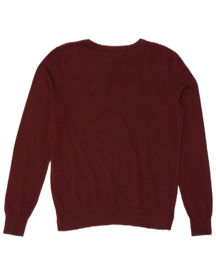 WAREHOUSE Γυναικείο πουλόβερ με λαιμόκοψη UK 10 Small Burgundy Polyester