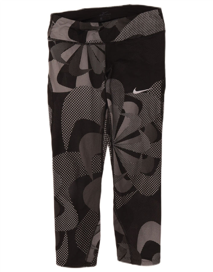 Γυναικεία γραφικά κολάν Capri Nike UK 8 Μικρός μαύρος φλοράλ πολυεστέρας