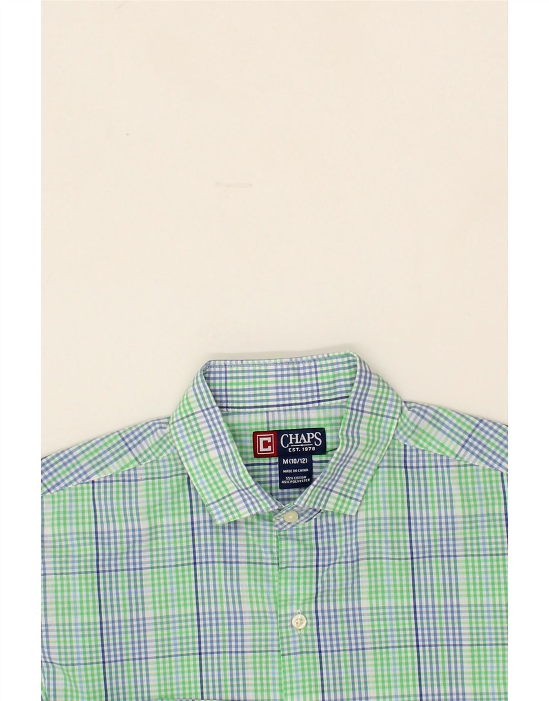 CHAPS Boys Shirt 10-11 Years Medium  Green Check Cotton Vintage Chaps and Second-Hand Chaps from Messina Hembry 