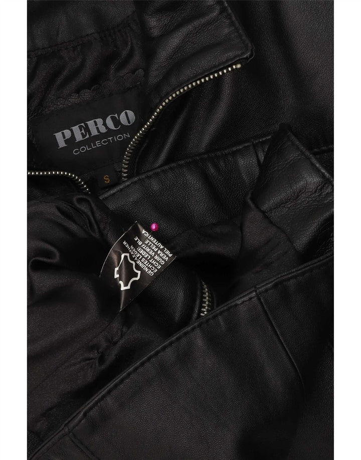 Vintage Γυναικείο Δερμάτινο Μπουφάν UK 10 Small Black Leather
