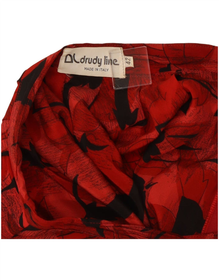 Vintage γυναικεία πλισέ φούστα με αφηρημένο σχέδιο IT 42 Medium W26 Red Classic