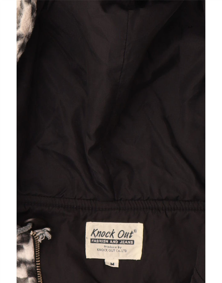 KNOCK OUT Γυναικείο Fleece Jacket με κουκούλα UK 14 Medium White Geometric