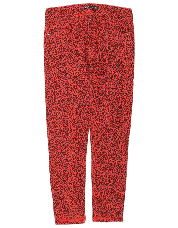 Zara Γυναικείο Slim Jeans EU 38 Small W28 L28 Red Animal Print