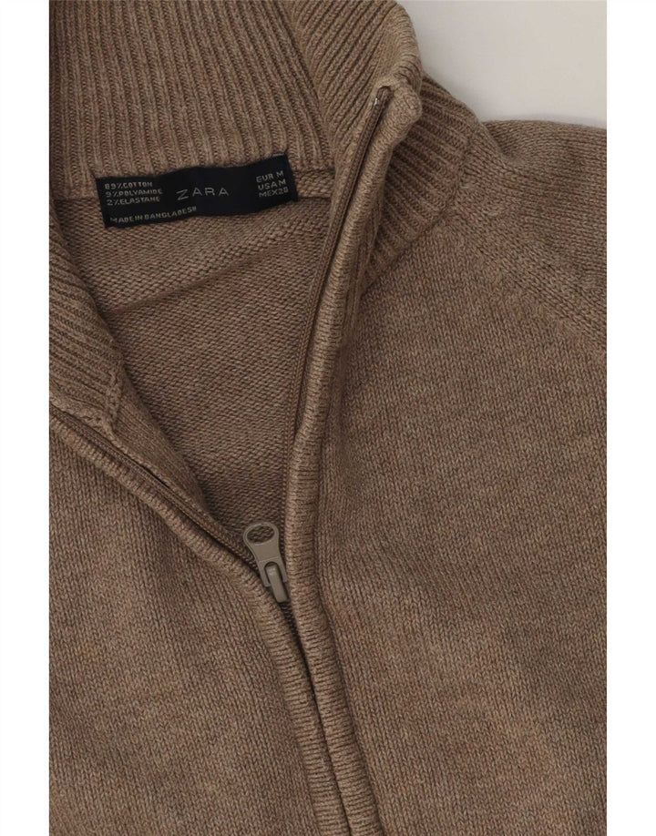 Zara Γυναικείο πουλόβερ ζακέτα UK 14 μεσαίο γκρι βαμβακερό