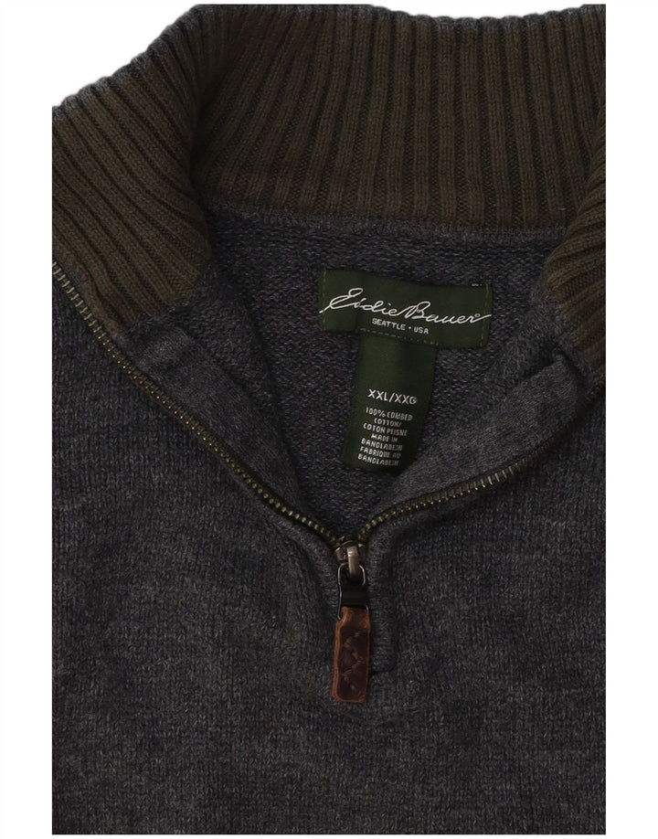 EDDIE BAUER Ανδρικό πουλόβερ με φερμουάρ 2XL μπλε βαμβακερό