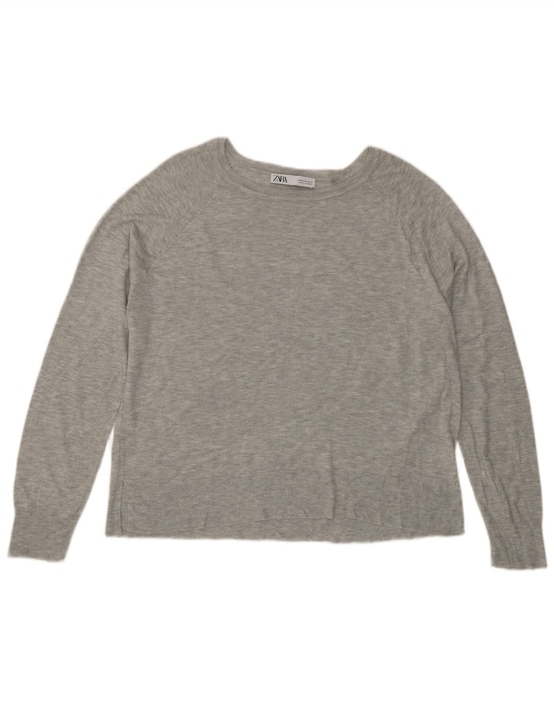 ZARA Womens Boat Neck Jumper Sweater UK 14 Medium Grey Flecked