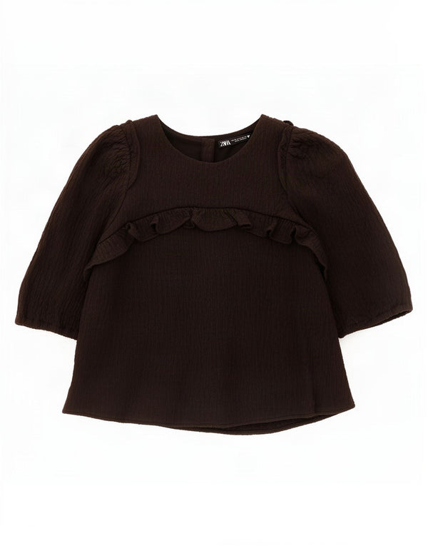 Zara Γυναικεία Μπλούζα Crop Top UK 6 XS Μαύρο Βαμβακερό