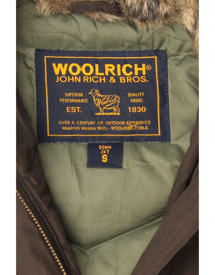 Woolrich Γυναικείο μπουφάν με κουκούλα μπουφάν UK 10 μικρό καφέ βαμβακερό