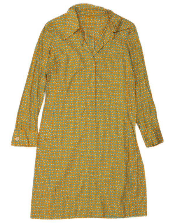 Vintage γυναικείο πουλόβερ φόρεμα UK 10 Small Yellow Geometric