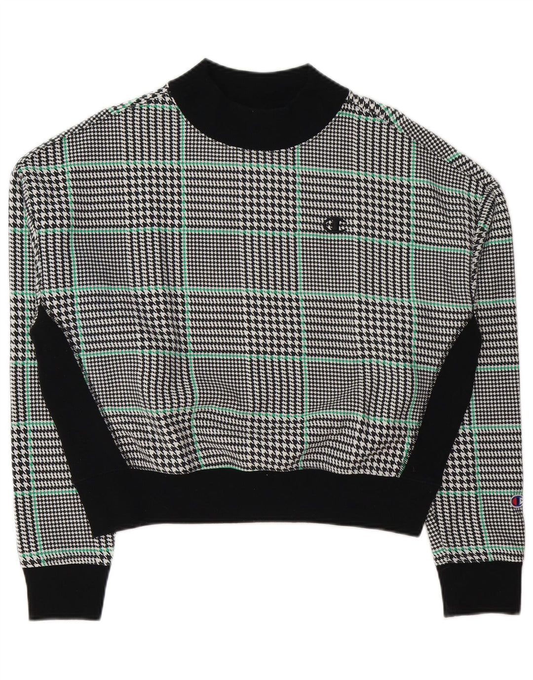 CHAMPION Γυναικεία φούτερ Crop Jumper UK 18 XL Μαύρο βαμβακερό Houndstooth