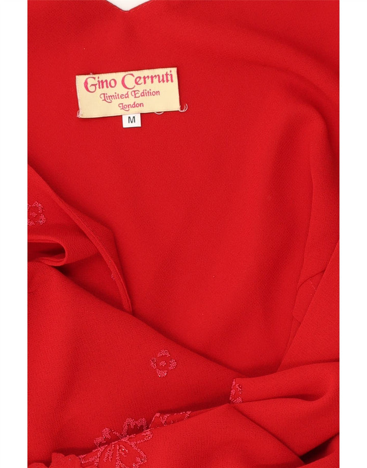 GINO CERRUTI Womens Sleeveless A-Line Dress UK 12 Medium Red Floral