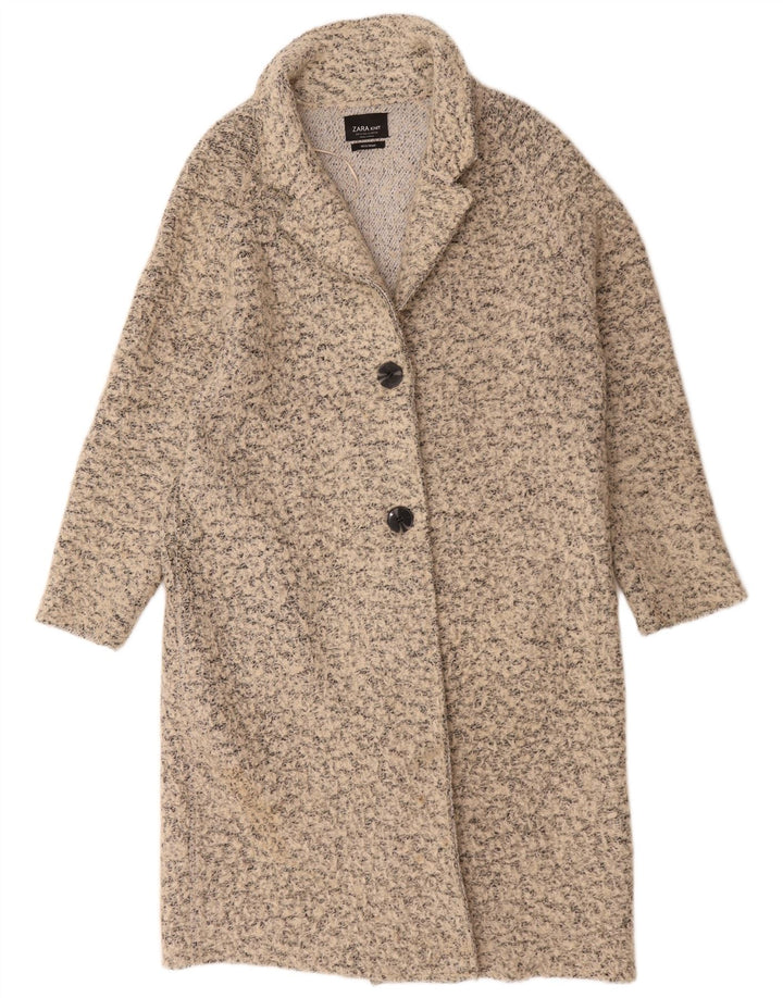 Zara Γυναικείο Πανωφόρι UK 10 Small Beige Flecked Wool