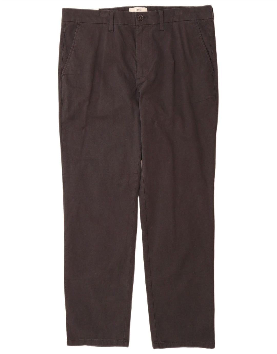 Marks & Spencer Ανδρικό παντελόνι Chino με κανονική εφαρμογή W36 L31 Γκρι βαμβακερό