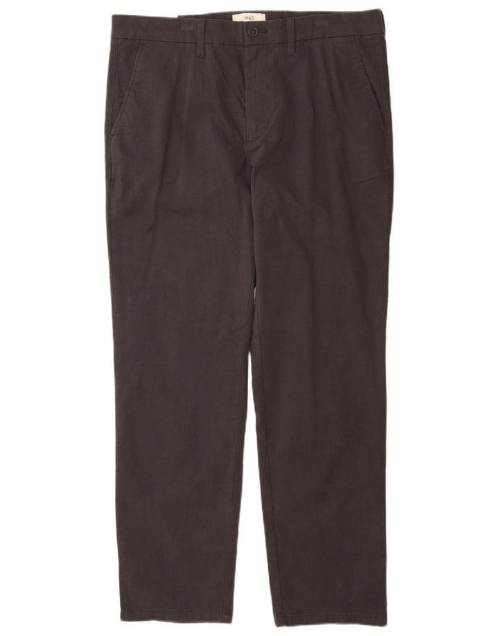 Marks & Spencer Ανδρικό παντελόνι Chino με κανονική εφαρμογή W36 L31 Γκρι βαμβακερό