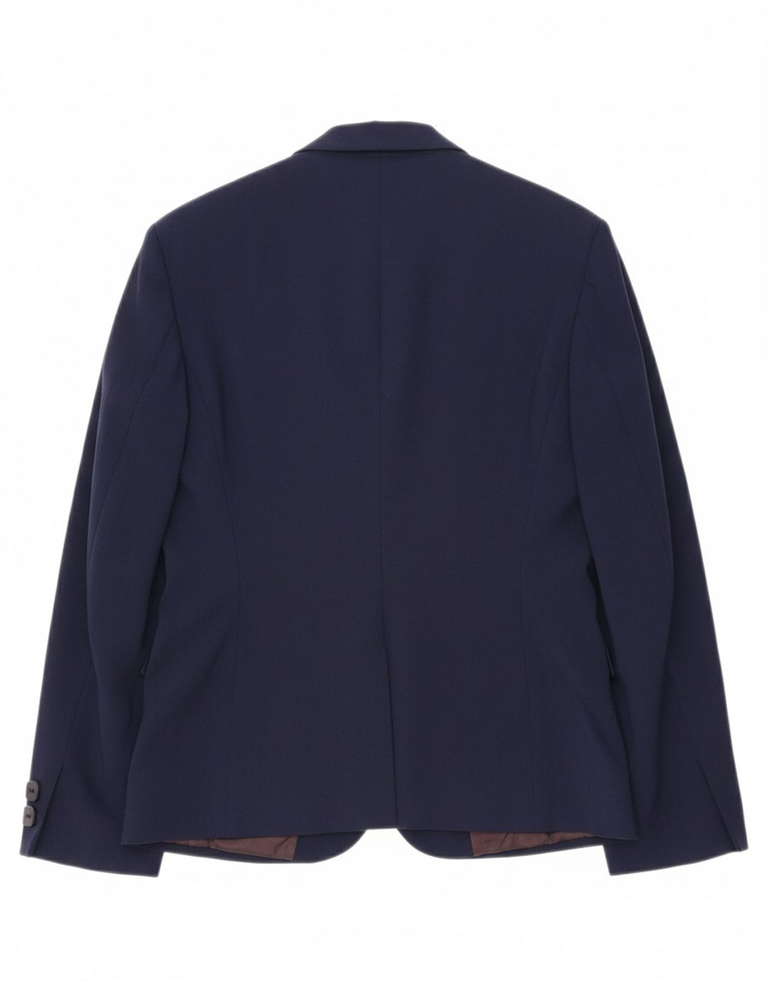 MOUCHE Womens 1 Button Blazer Jacket UK 12 Medium Navy Blue Acetate Vintage Mouche and Second-Hand Mouche from Messina Hembry 