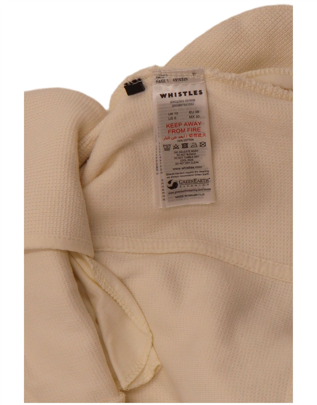 WHISTLES Γυναικείο μπουφάν blazer 2 κουμπιών UK 10 μικρό λευκό βαμβακερό