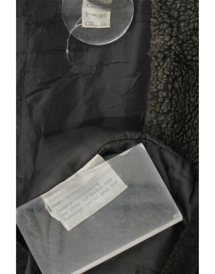 VINTAGE Γυναικείο Σουέντ Πανωφόρι UK 18 XL Μαύρο Δερμάτινο