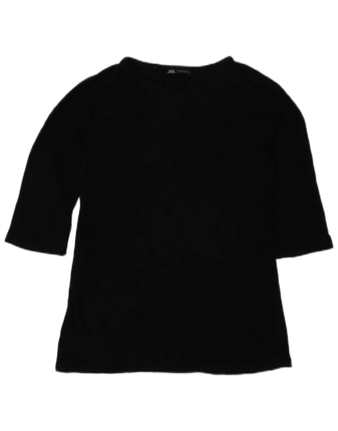 Zara Γυναικείο Μπλουζάκι 3/4 Μανίκι UK 10 Small Black