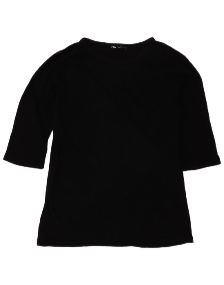 Zara Γυναικείο Μπλουζάκι 3/4 Μανίκι UK 10 Small Black