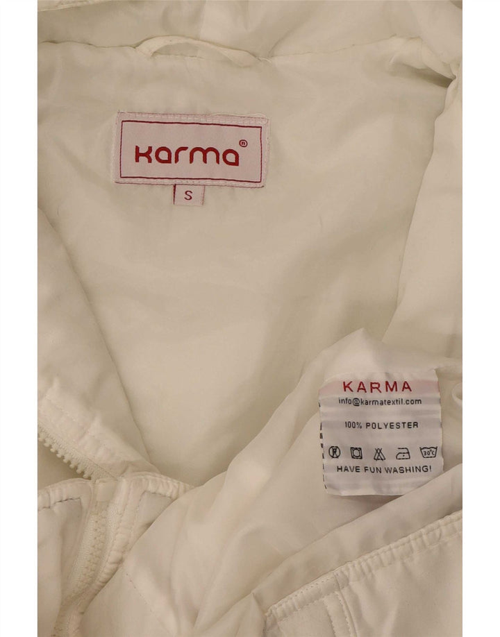 Karma γυναικείο μπουφάν με κουκούλα UK 10 Small White Colorblock Polyester