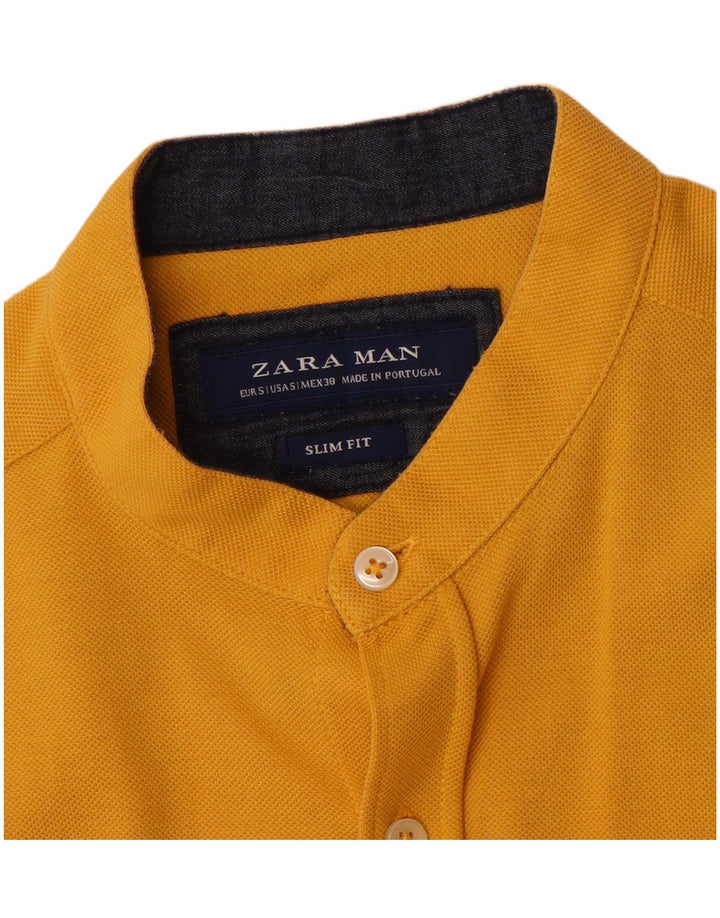 Ανδρικό κοντομάνικο πουκάμισο Zara με λεπτή εφαρμογή Μικρό κίτρινο