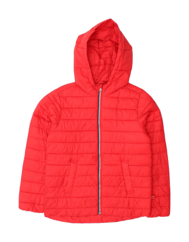 BENETTON Womens Hooded Padded Jacket UK 14 Medium Red Vintage Benetton and Second-Hand Benetton from Messina Hembry 