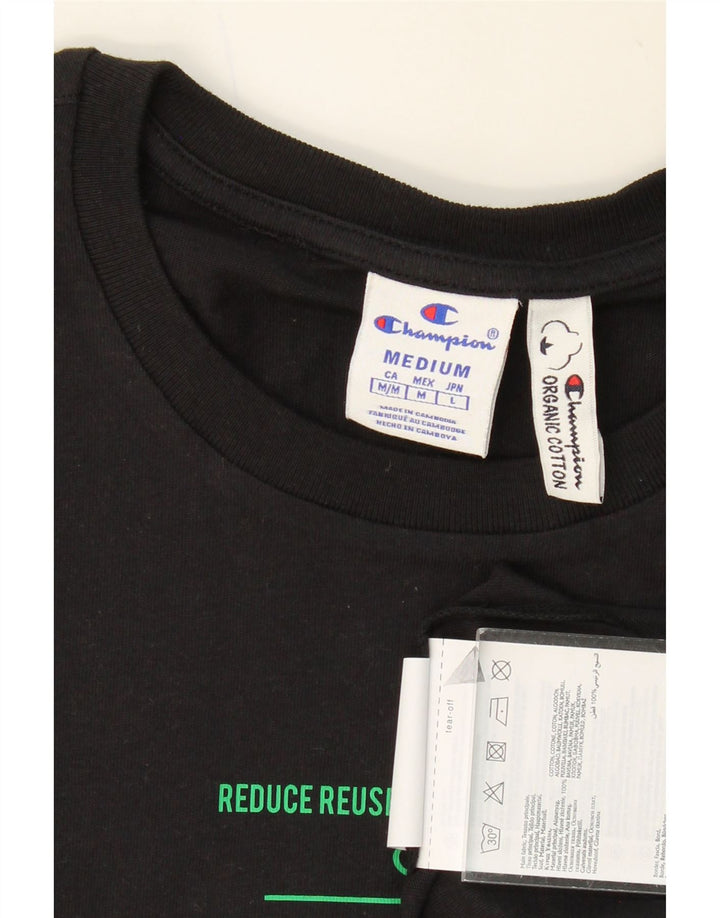 CHAMPION Mens Graphic T-Shirt Top Medium Black Cotton