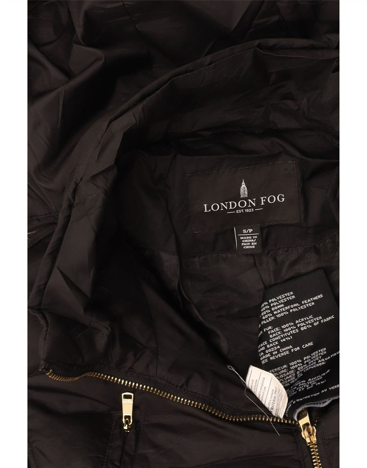 LONDON FOG Γυναικείο μπουφάν με κουκούλα UK 10 μικρό μαύρο πολυεστέρα