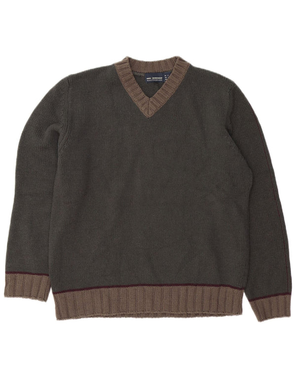 Ανδρικό πουλόβερ με λαιμόκοψη ZARA μεσαίο χακί χρώματος ακρυλικό