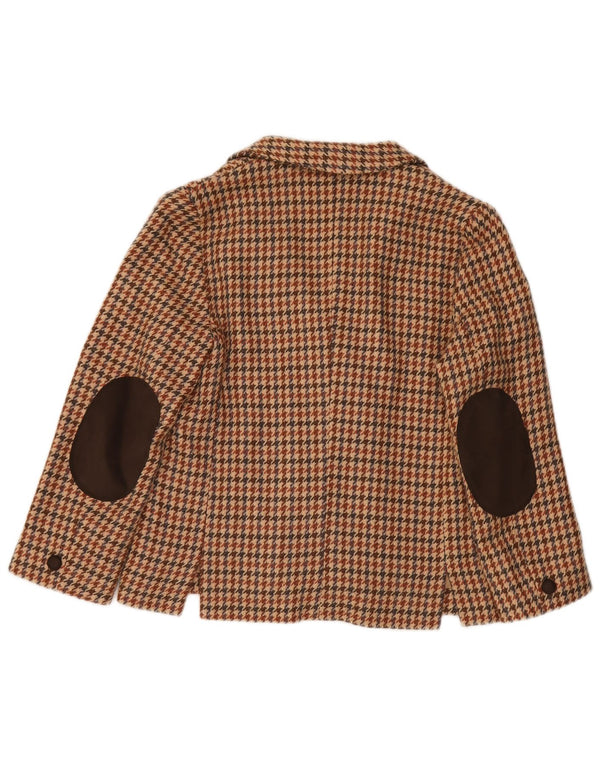 Vintage γυναικείο σακάκι με 3 κουμπιά σακάκι UK 12 Medium Beige Houndstooth