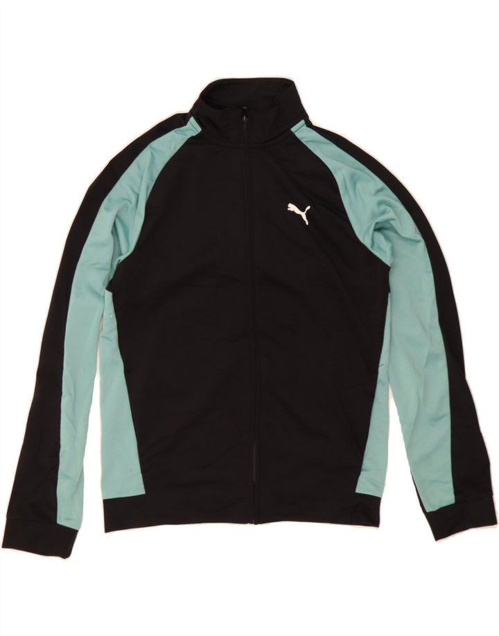 PUMA Girls Tracksuit Top Jacket 13-14 Years Black Colourblock Polyester Vintage Puma and Second-Hand Puma from Messina Hembry 